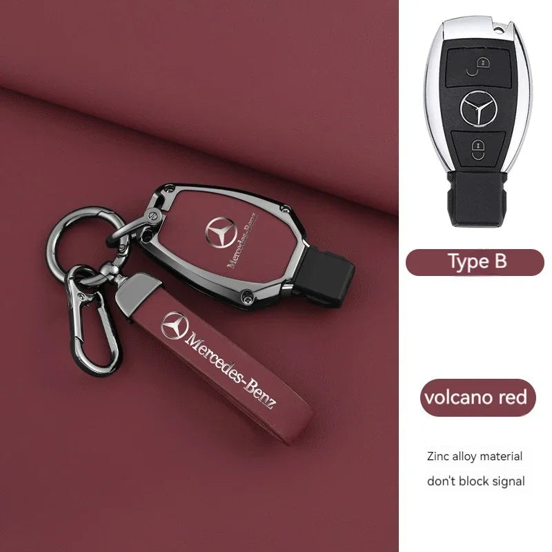 1pcs Leather Car Smart Key Case Cover Shell Fob Holder For Mercedes Benz A B C E S  R-Class C43 CLA GLB GLC GLK SLK SL Vito W20 CM World