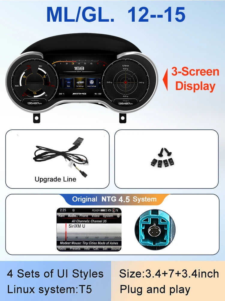 STWEI 2024 New Lcd Digital Dashboard Cluster Digital Speedometer For Mercedes Benz A Class W176 GLA CLA  C117 GLC W205 W212 W207 CM World