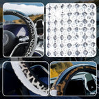 High-End Leopard-Print Leather Car Steering Wheel Cover New Model Embedded Diamonds Interior Car Seat Covers Best-Selling