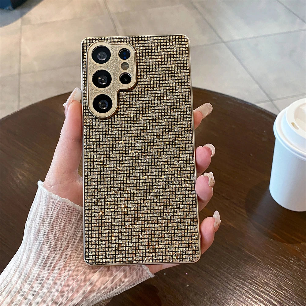Trendy Shining Bling Glitter Diamond Case For Samsung Galaxy S26 Ultra S25 S24 S23 FE Plus Magnetic Bracket Anti-drop Back Cover Car Mobile World