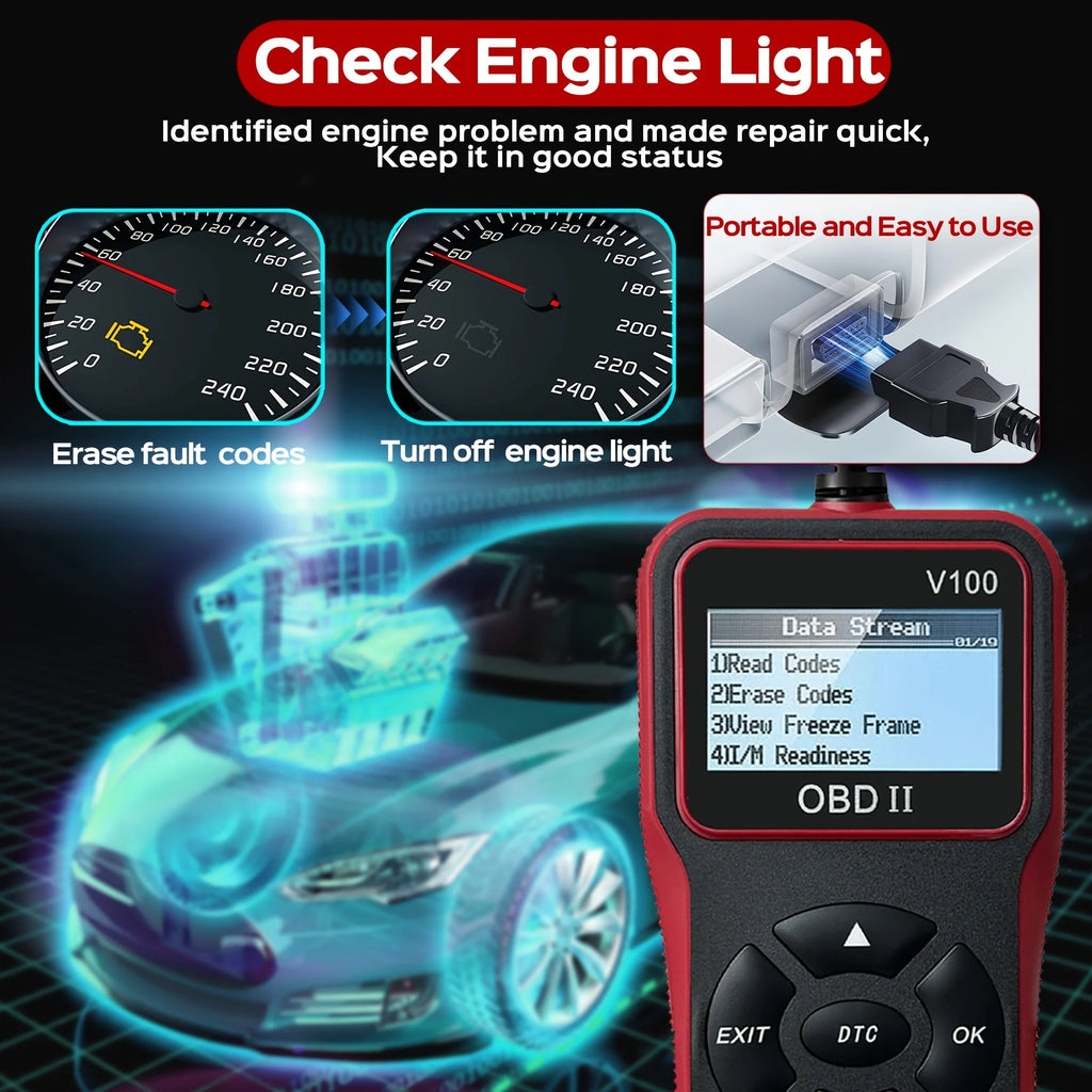 Car OBD2 Scanner Diagnostic Tool Code Reader, Car Voltage Tester Engine Fault Code Scanner, Charging Tester Diagnostic Tool V100 Car Mobile World
