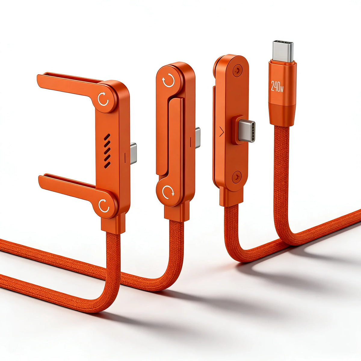 1.5m Type-C Cable Foldable Mobile Phone Holder 240W Fast Charging Data Cable Multifunction Phone Charge Bracket Dual PD Cable