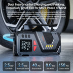 Portable Jump Starter With Air Compressor For 12V Petrol Diesel Car 150 PSI Car Tires Air Pump with LED Lights & Pressure Gauge