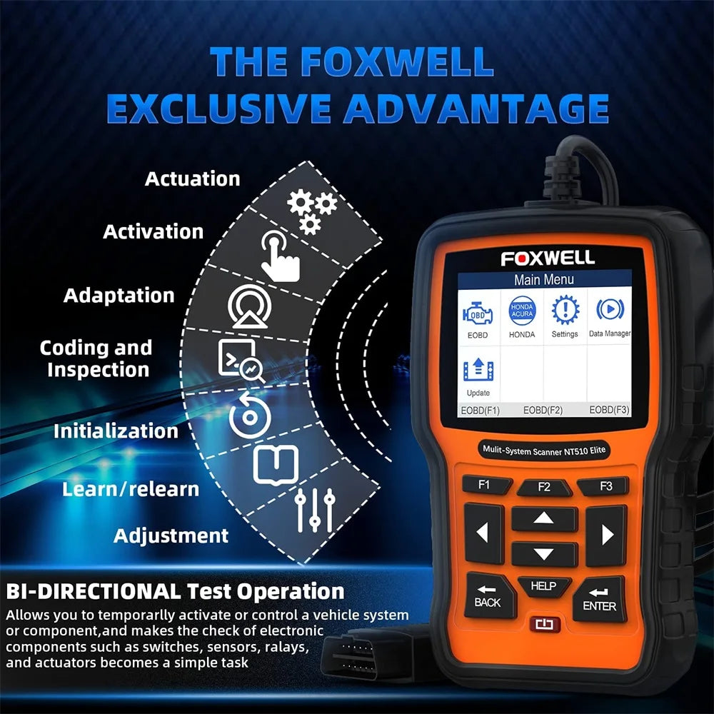 OBD2 Scanner All System Active Testing ECU Coding OBD2 Newest FOXWELL NT510 Elite Car Code Reader Diagnostic Tool Free Update
