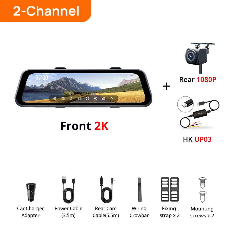 70mai Dash Cam S410 Touch Screen Full View 1944P External GPS 24H Parking Monitor Front and Backyup Car DVR Mirror 70mai S410