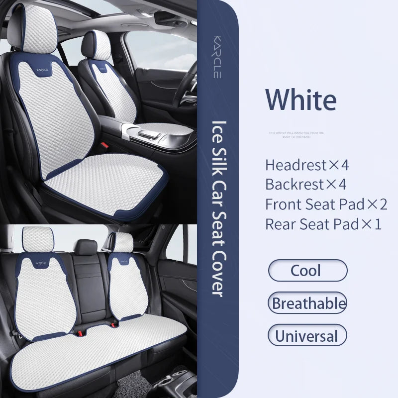 Universal Ice Silk Car Seat Covers Breathable Car Seat Covers Full Set Sweat Absorption Auto Seat Cushion Pad Car Accessories CM World