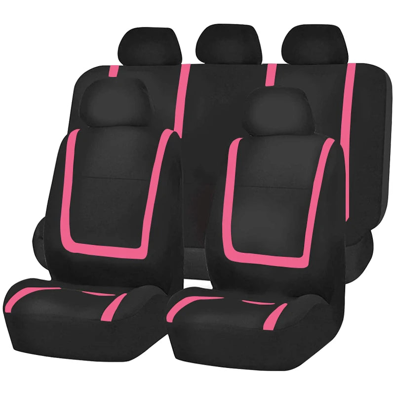 Full Set Car Seat Cover Fabric Universal Polyester Breathable Washable Suitable For Car Truck Van Suv Car Accessories Interior CM World