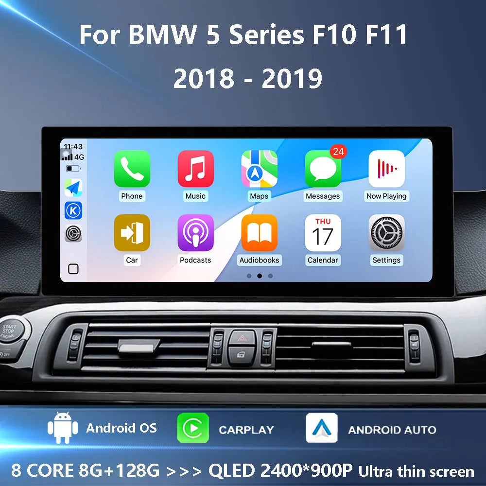 Navi GPS Stereo Car Video Multimedia Player for BMW 5 Series F10 F11 2018 - 2019 EVO System Android 16 Carplay Auto Accessories CM World