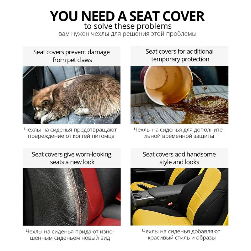 AUTOYOUTH Brand Embroidery Car Seat Covers Set Universal Fit Most Cars Covers with Tire Track Detail Styling Car Seat Protector Car Mobile World