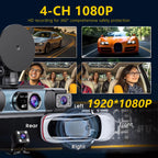 WIFI 4-Channel Car DVR Dash Cam With 4 Cameras Full HD 1080P Video Recorder Night Vision Black Box Cabin Camera 24H Parking