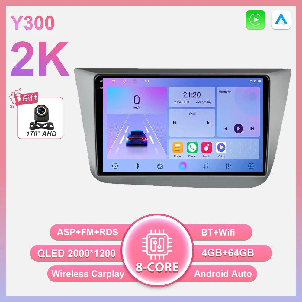 Android 16 Car Radio Autoradio For Seat Altea XL Toledo 2004-2015 Multimedia Player GPS Navigation Wireless Carplay Auto WIFI BT