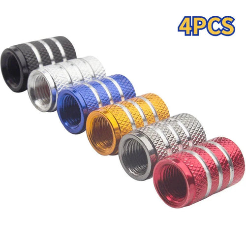 4PCS Car Tire Valve Stems Cap Knurling Style Tire Valve Cap Aluminum Tire Wheel Stem Air Valve Cap Universal Car Accessories CM World