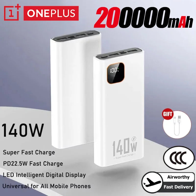 OnePlus 140W 500000mAh Ultra Capacity Power Bank Super Fast Charging CCC Portable Battery Charger For IPhone Samsung 2026 New