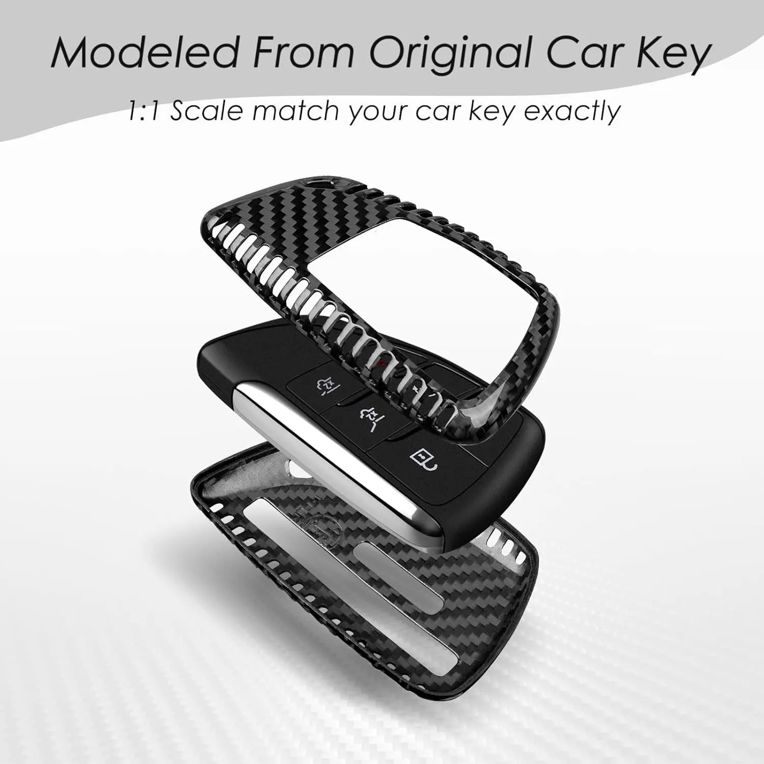 Key Fob Cover for GMC Hummer with KeyChain Real Carbon Fiber Key Case Protecotr for Hummer EV Pickup SUV Smart Key Shell 2025 CM World