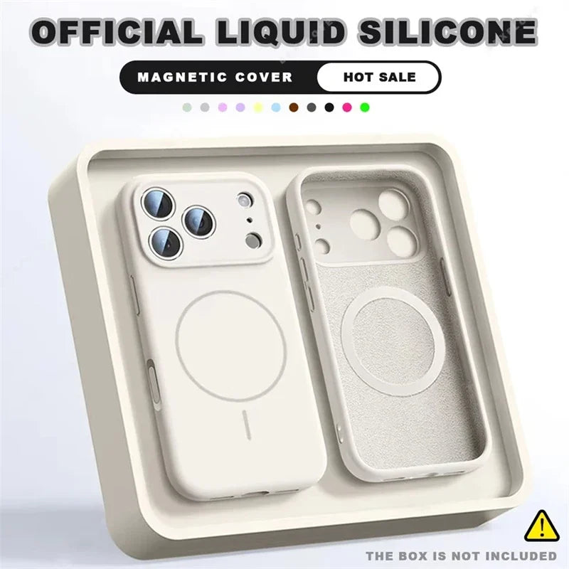 For Magsafe Liquid Silicone Phone Cases For iPhone 17 16 15 14 13 12 Pro Max 16 Plus Air Case Magnetic Wireless Charging Cover Car Mobile World