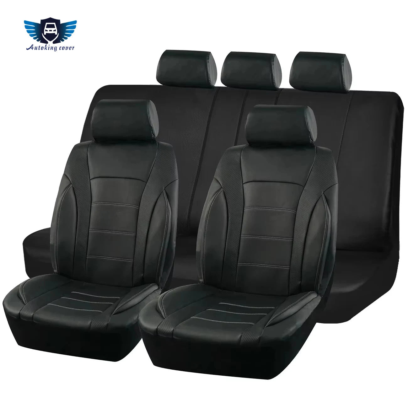 Black Universal Car Seat Covers Leather Splicing Carbon Fiber Car Accessories Interior  Seat Protector Cushion luxury CM World