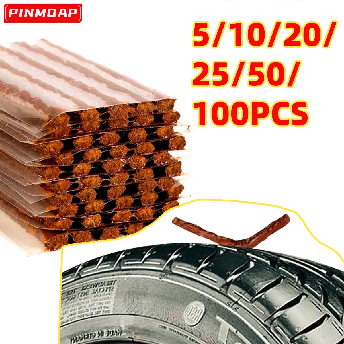 5/10/20/25/50/100PCS Car and Motorcycle Tire Repair Strip Kit Tubeless Tire Puncture Plug Sealing Rubber Strip Repair Tool