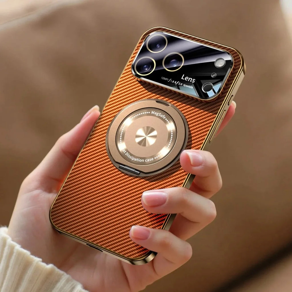 For iPhone 17 Pro Max Magsafe Case for iPhone 16 15 14 Pro Max 360 Rotate Magnetic Stand Holder Soft Carbon Fiber Magnetic Cover Car Mobile World