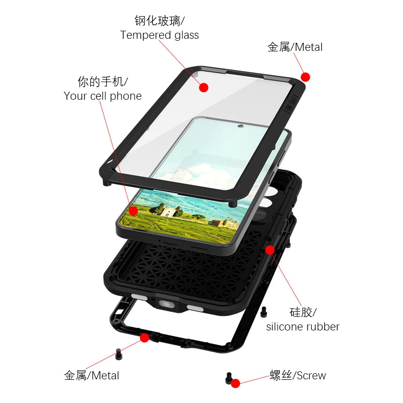Love Mei Phone Case for Samsung S26 Ultra S26 Silicone Military Grade Metal Protective Case Shock Proof Dust Proof Cover