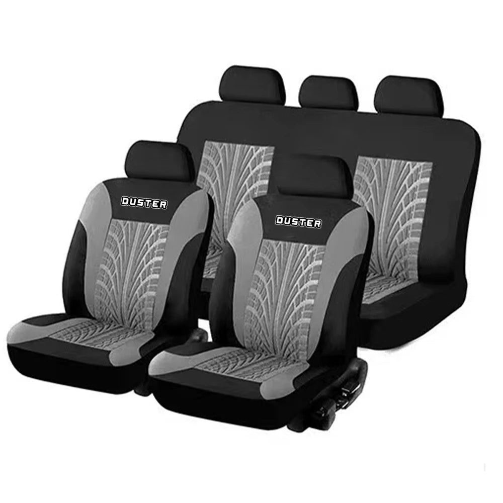 Universal Car Seat Covers Full Set Fit Front Rear Auto Seat Protector Tire Track Pattern for Cars SUV