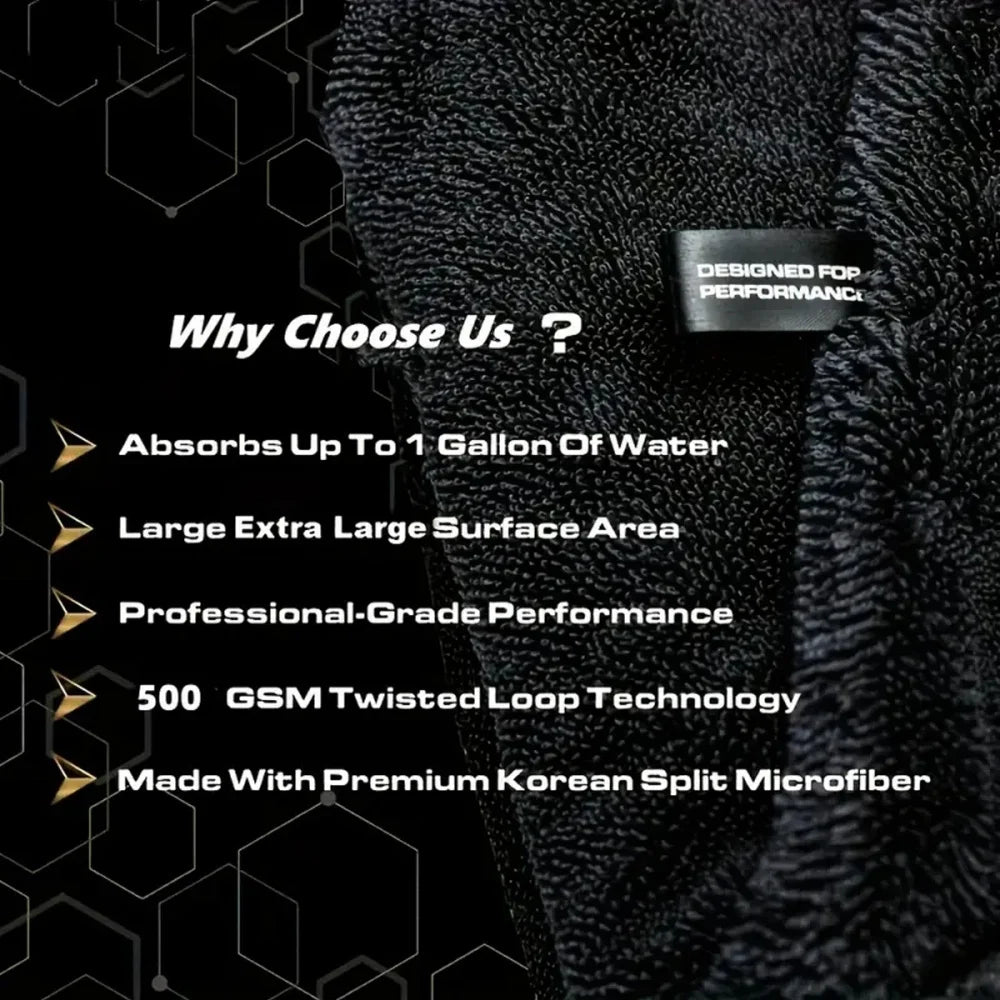 Oversized Dark Gray Car Microfiber Towel Strong Absorbent High-Efficiency Cleaning Car Wash Cloth Microfiber Wipe Cloth