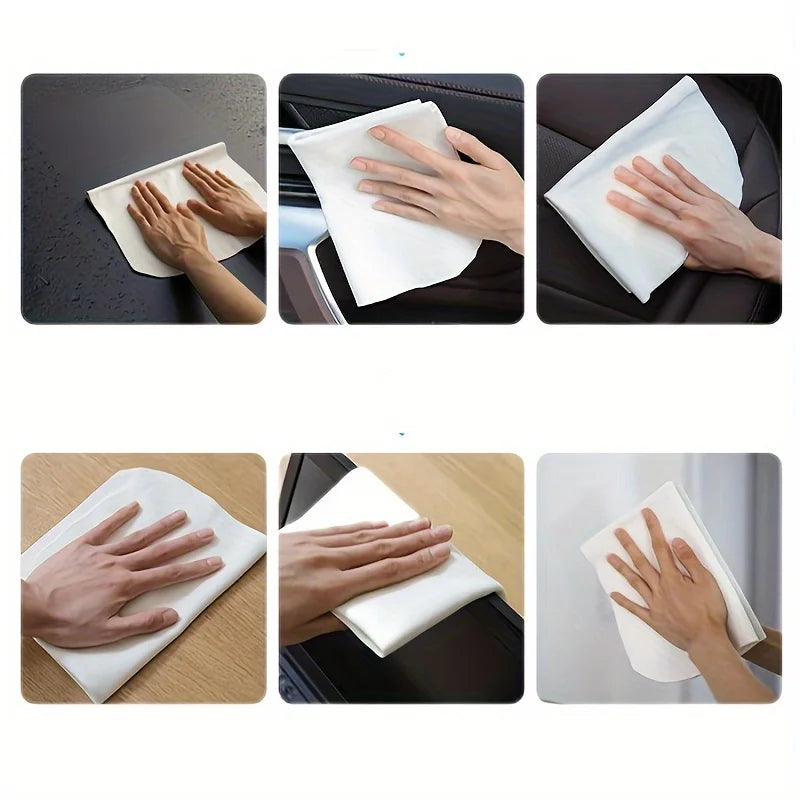 Chamois Cloth For Car Drying Towel Shape Real Leather Washing Cloth Cleaning Towel Car Wipes, Cleaning Cloth For Glasses (Lens)