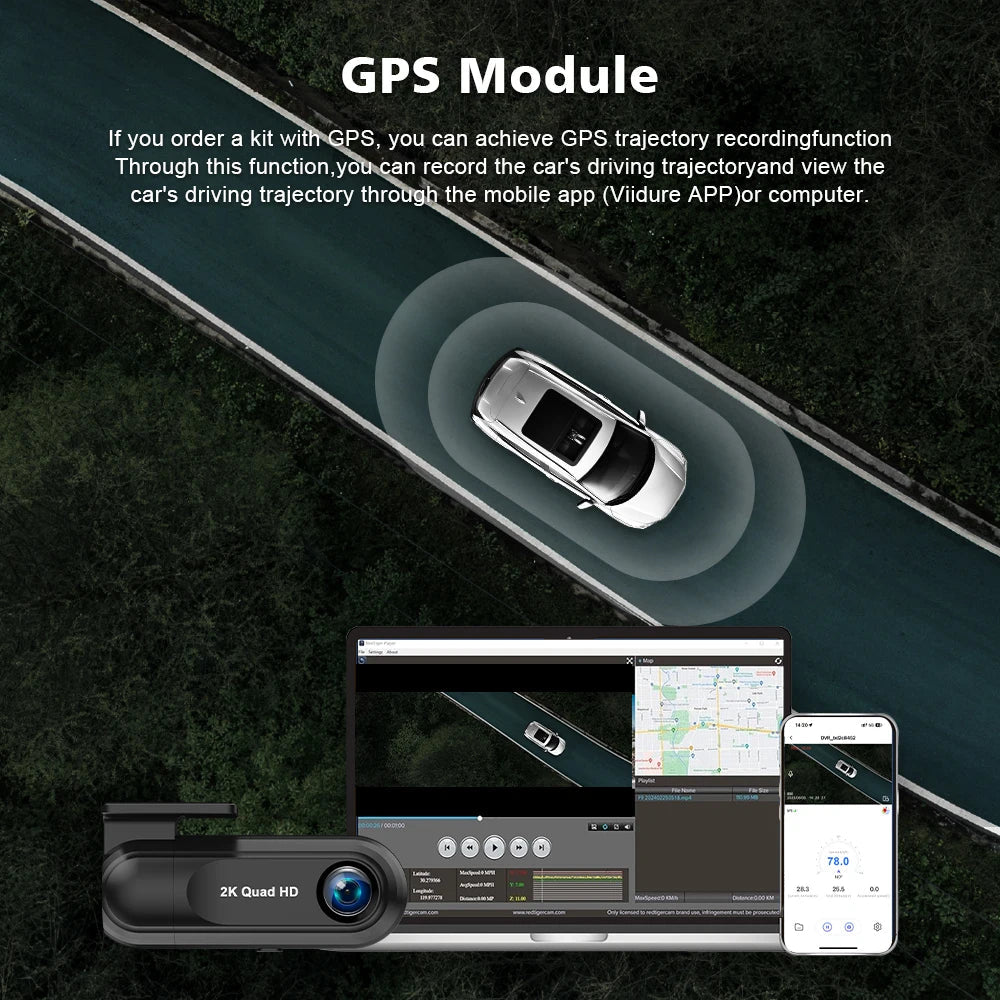 2K 2560*1440P Dash Cam WIFI GPS Car DVR Camera Video Drive Recorder Dashcam Registrar Black Box 24 Hour Monitoring Night Vision Car Mobile World