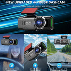 4K Dash Cam Built-in WiFi APP Control HD Night Vision Car Video Recorder Loop Recording G-sensor Car DVR Optional Rear Camera Car Mobile World