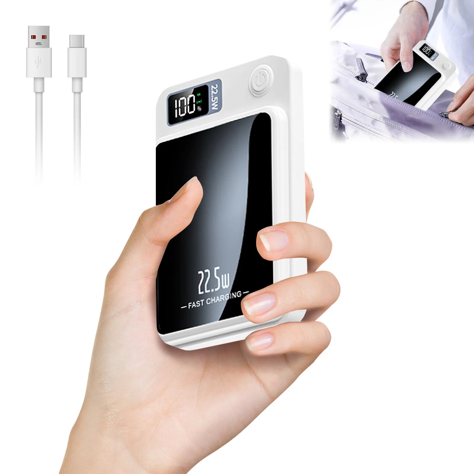 Wireless Power Bank 2-in-1 Magnetic 10000mAh Portable Charger Fast Charging 22.5W LED Power Display For Iphone Xiaomi Samsung Car Mobile World