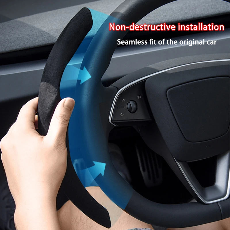 Suede Steering Wheel Cover For Tesla Model YL 2026 /3/Y Sport Steering Wheel Cover Steering Wheel Protector Interior Accessories