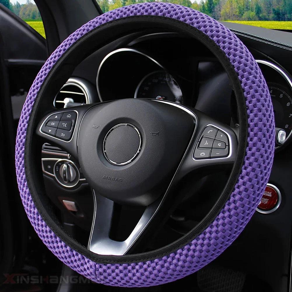 Car Steering Wheel Cover Skidproof Durable Fabric Soft Steering Universal Wheel Sleeve Covers Auto Interior Car Accessories