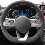 Anti-Slip  Black Suede Braid Car Steering Wheel Cover For Mercedes-Benz S-Class W222 GLC A-Class W177 C-Class W205 E-Class W213 CM World