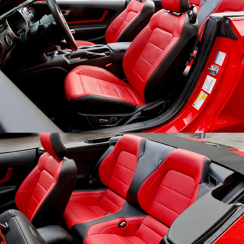 Custom Fit for Mustang Convertible Car Seat Covers Full Set Durable Quality Material for 2015-2024 Ford Mustang Convertible CM World