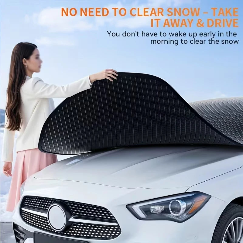 Car Half Cover Windshield Snow Cover Anti-UV Sun Shade Waterproof Dustproof Frost Guard Winter Summer Universal Protection Car Mobile World