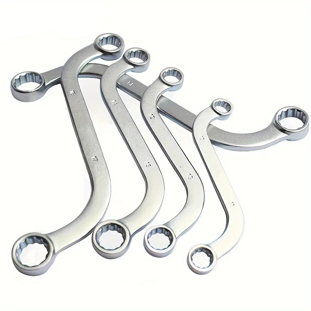 5Pcs S Type 10-19mm 12-Point Box Ends Double-Headed Special-Shaped Fastening Wrench Car Repair Tool S-Shaped Spanner Hardware CM World