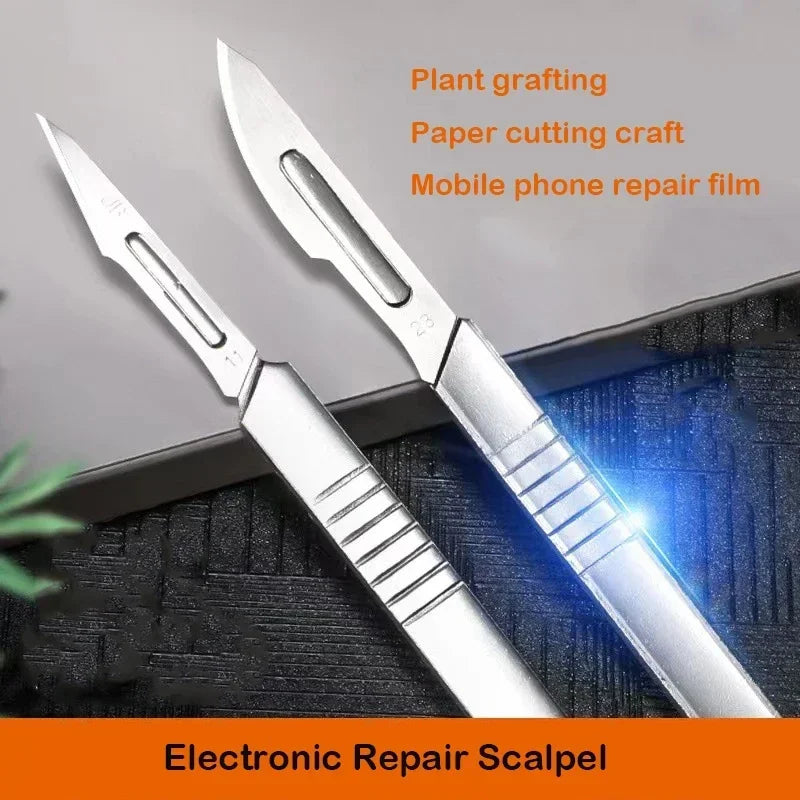 Carbon Steel Carving Metal Scalpel Knife Handle Blades Number 11 23 Surgical Medical Practicing Cutting Sculpting Repairing Tool CM World