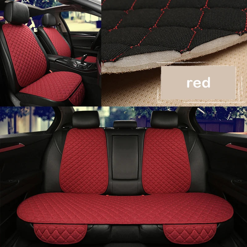 Universal Car Seat Cover Protector Linen Front Rear Back Flax Summer Cushion Pad Mat Sedan Suv Pick-up Car Interior Accessories CM World