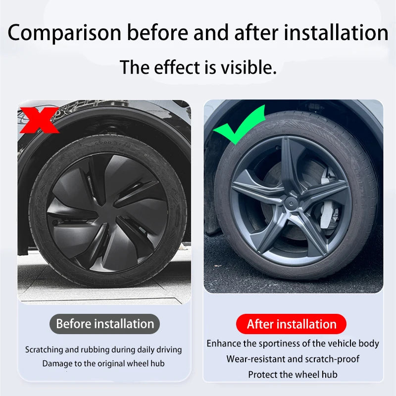 For Tesla Model Y Juniper 2025 4PCS 19 Inch Wheel Cap Automobile Performance Replacement Wheel Hubcap Full Rim Cover Accessories CM World