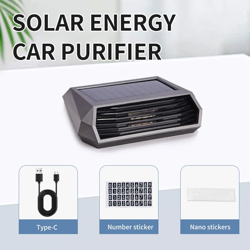 Solar Powered Car Mounted Air Purifier For Car Use Odor Removal Parking License Plate Ozone Generator For Disinfection Car Mobile World
