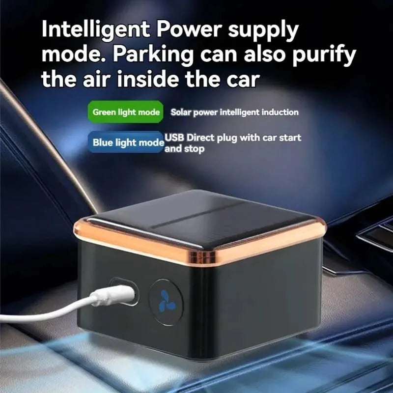Solar Car Air Purifier Usb Oxygen Cleaner Ozone Generator Air Purifier HEPA Filter Smoke Remover Smart Gadgets Car Supplies CM World