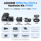 AZDOME M550 Pro Dash Cam Car DVR 5.8Ghz WiFi 3.19" IPS 2 or 3 Channel Dash Camera GPS Night Vision Dual 4K+1080P Parking Monitor