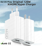 Original XIAOMI 120W Charger Hyper Turbo Charging Cable Mi 17 Pro Max 14T 15T 15 12T Redmi K90 K70 Note 13 Poco F8 F7 Ultra X7 Car Mobile World