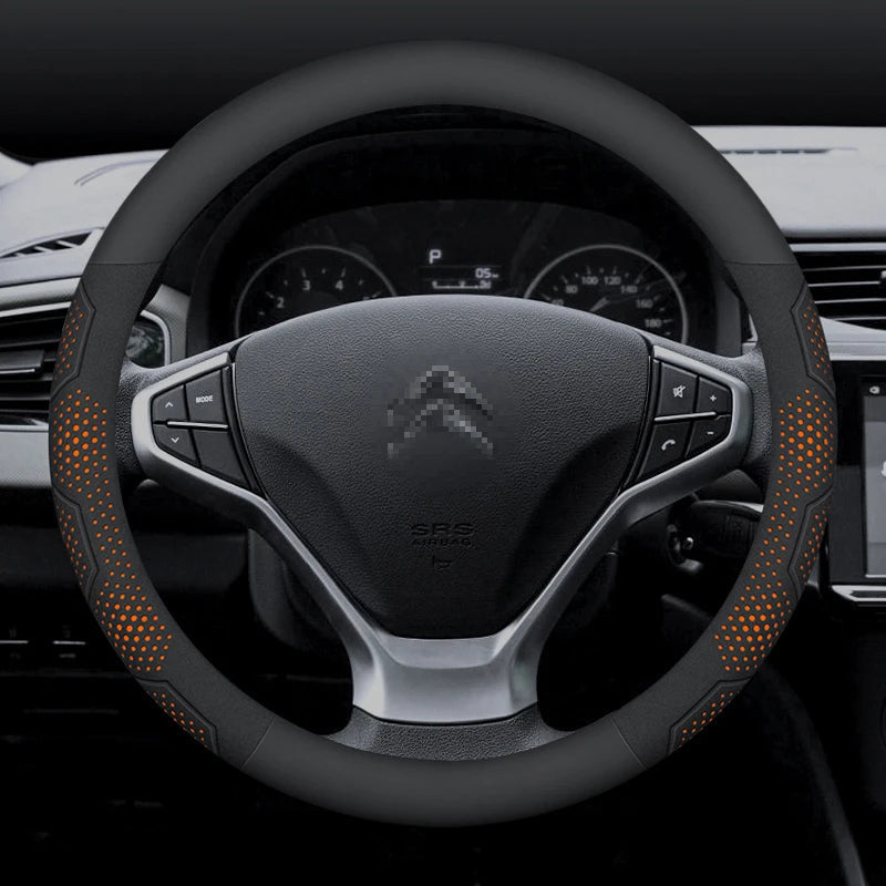 For Citroen C1 C2 C3 C4 C5 C6 VTS Xsara C-Crosser Berlingo Jumpy Carbon fiber Suede Car Steering Wheel Cover Auto Accessories CM World