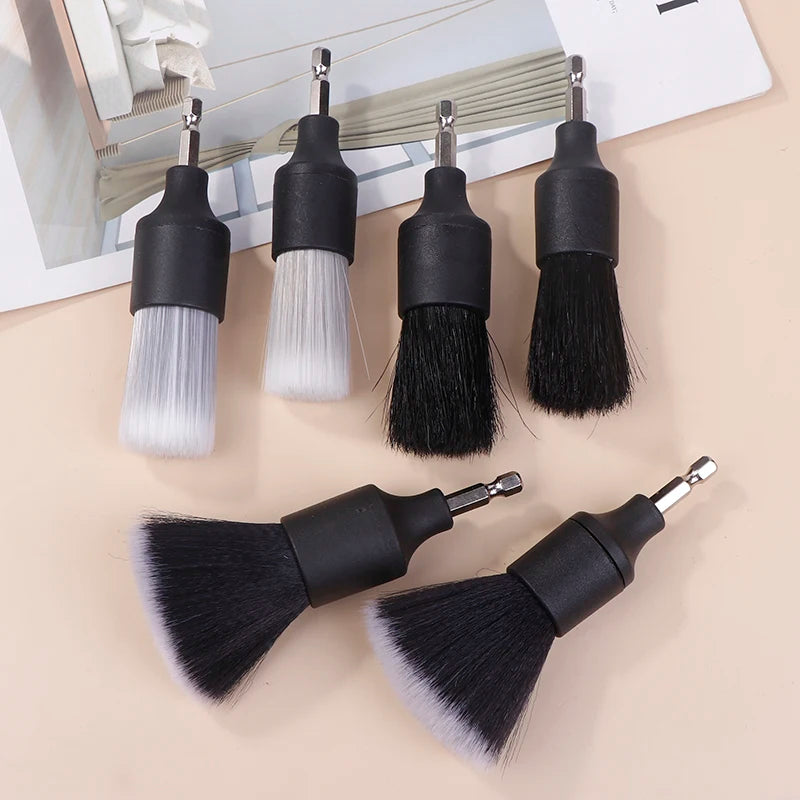 3 PCS Car Detail Drill Brush Set Boar Bristle Brush for Interior Cleaning Crevice