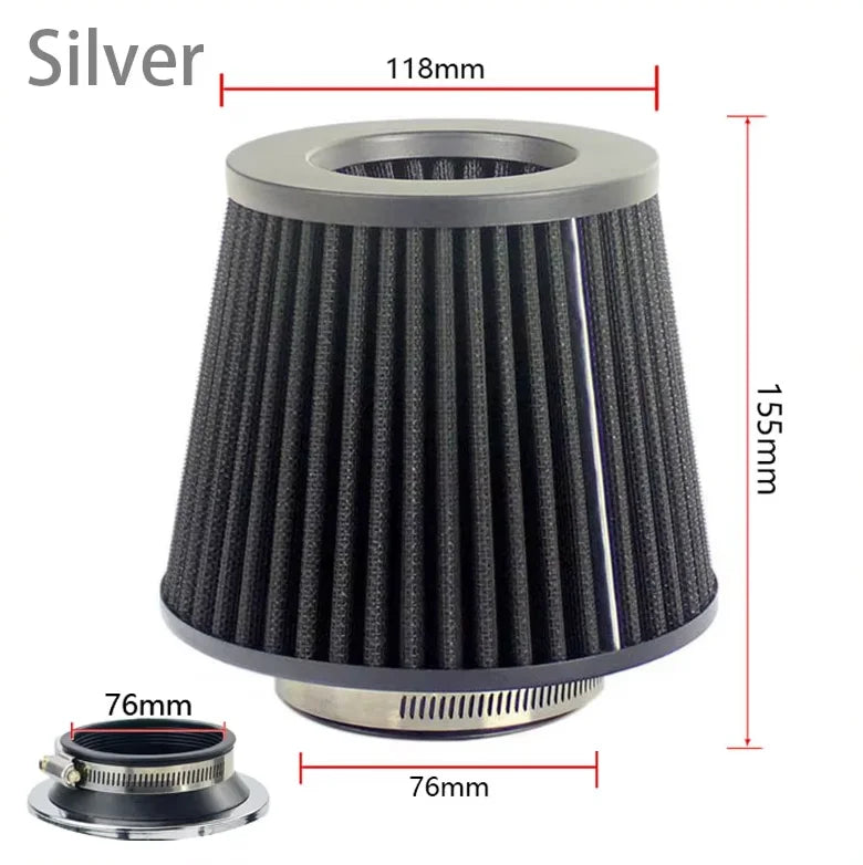 Car Modified 76MM Universal High Flow Mushroom Head Air Filter Air Intake Kit For Automotive Parts Cold Air Intake Air Filter CM World