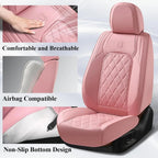 Pink Leather Car Seat Covers Full Set, Universal Waterproof Protector for Most Cars CM World