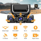 4Camera 360 Degrees Car DVR 1080P Video Recorder WiFi APP DashCam 4Channel Front Left Right Rear View Camera 24H Parking Monitor Car Mobile World