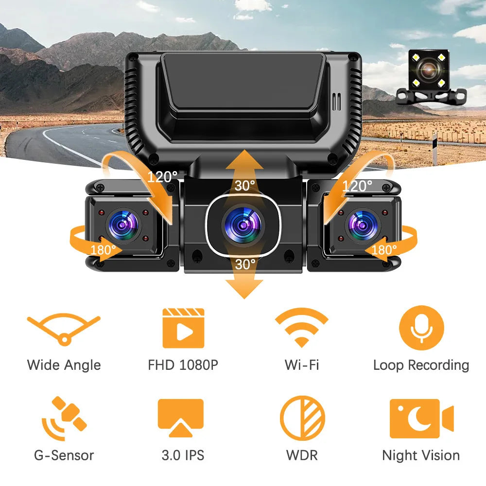4Camera 360 Degrees Car DVR 1080P Video Recorder WiFi APP DashCam 4Channel Front Left Right Rear View Camera 24H Parking Monitor Car Mobile World