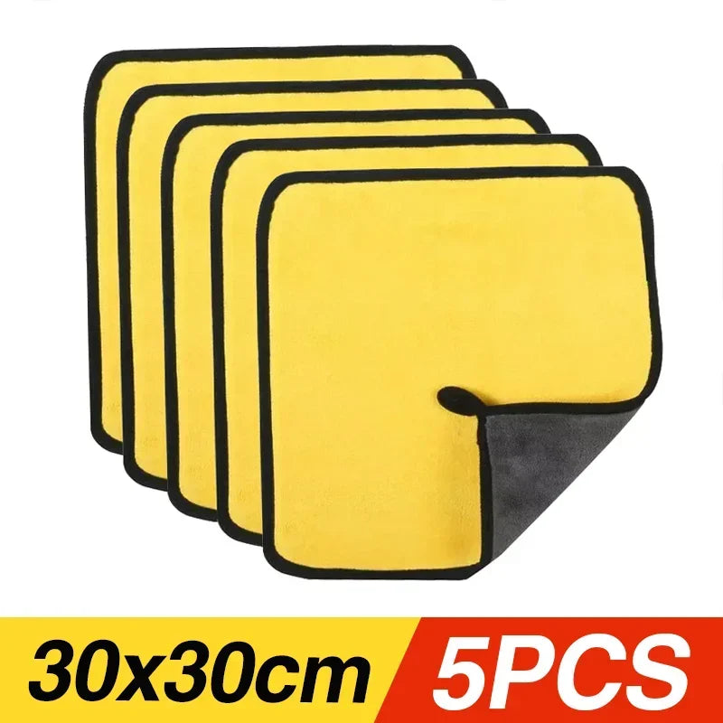 1/3/5/10PCS Car Wash Towels Cleaning Cloth Absorbent Dry Cloth General Purpose Microfiber Towel Thickened Yellow 30/40/60cm CM World
