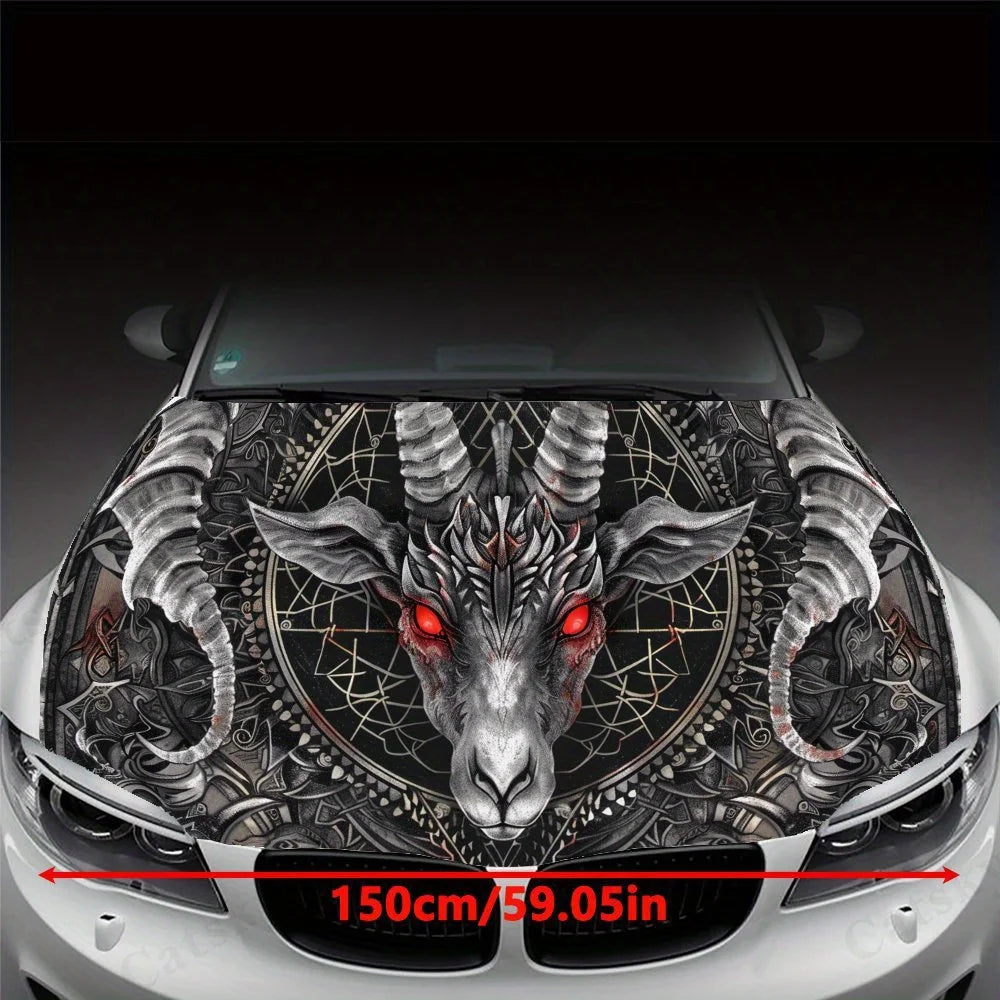 Eyes of the Demon PVC Car Vinyl Wraps, Self-Adhesive Waterproof Car Hood Decal Sticker, Car Decoration Protection Stickers for T